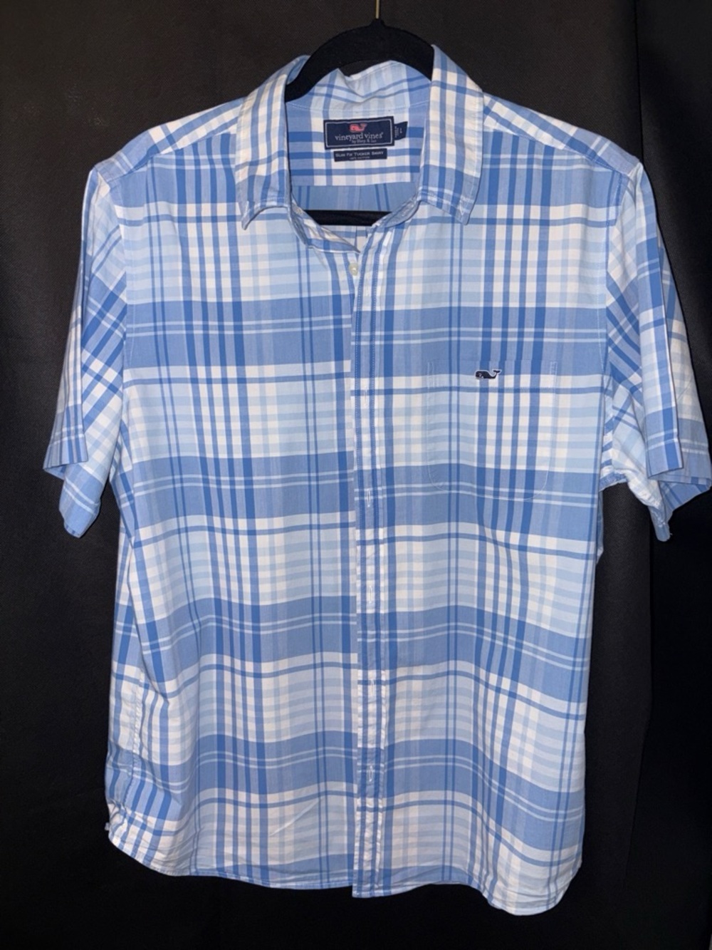 Vineyard Vines Slim Fit Tucker Shirt Blue Plaid Size L EUC